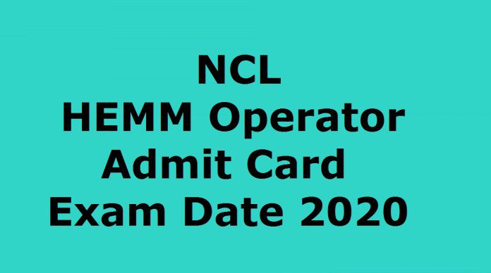 NCL HEMM Operator Admit Card 2020